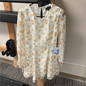 Majorelle Womens Mini Dress Aspen Misty Yellow Floral Long Sleeve